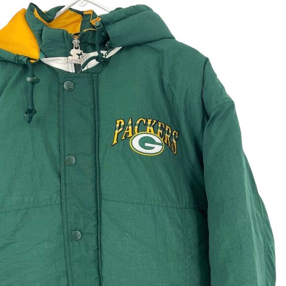 NEW Green Bay Packers NFL Starter Jacket Coat Green Yellow Hooded Pockets Men M - Picture 2 of 11